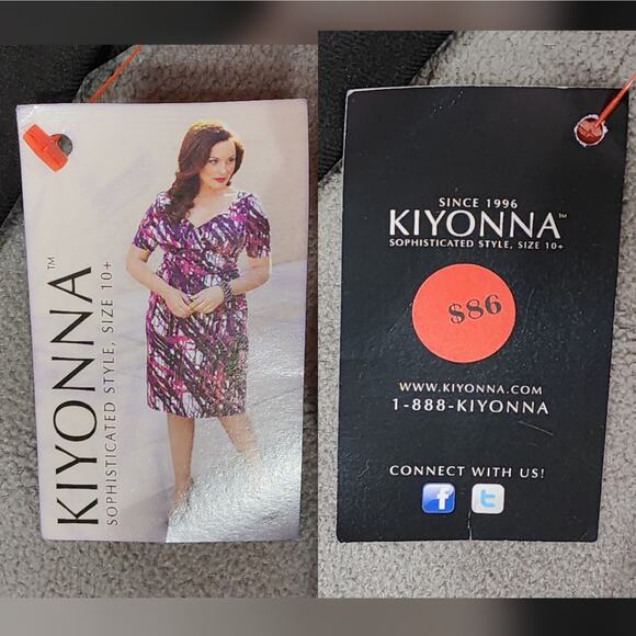 Kiyonna Midi Dress sz 4 Women Black Gold Metallic 3/4 Sleeve Stretch Ruched NEW - Picture 3 of 11